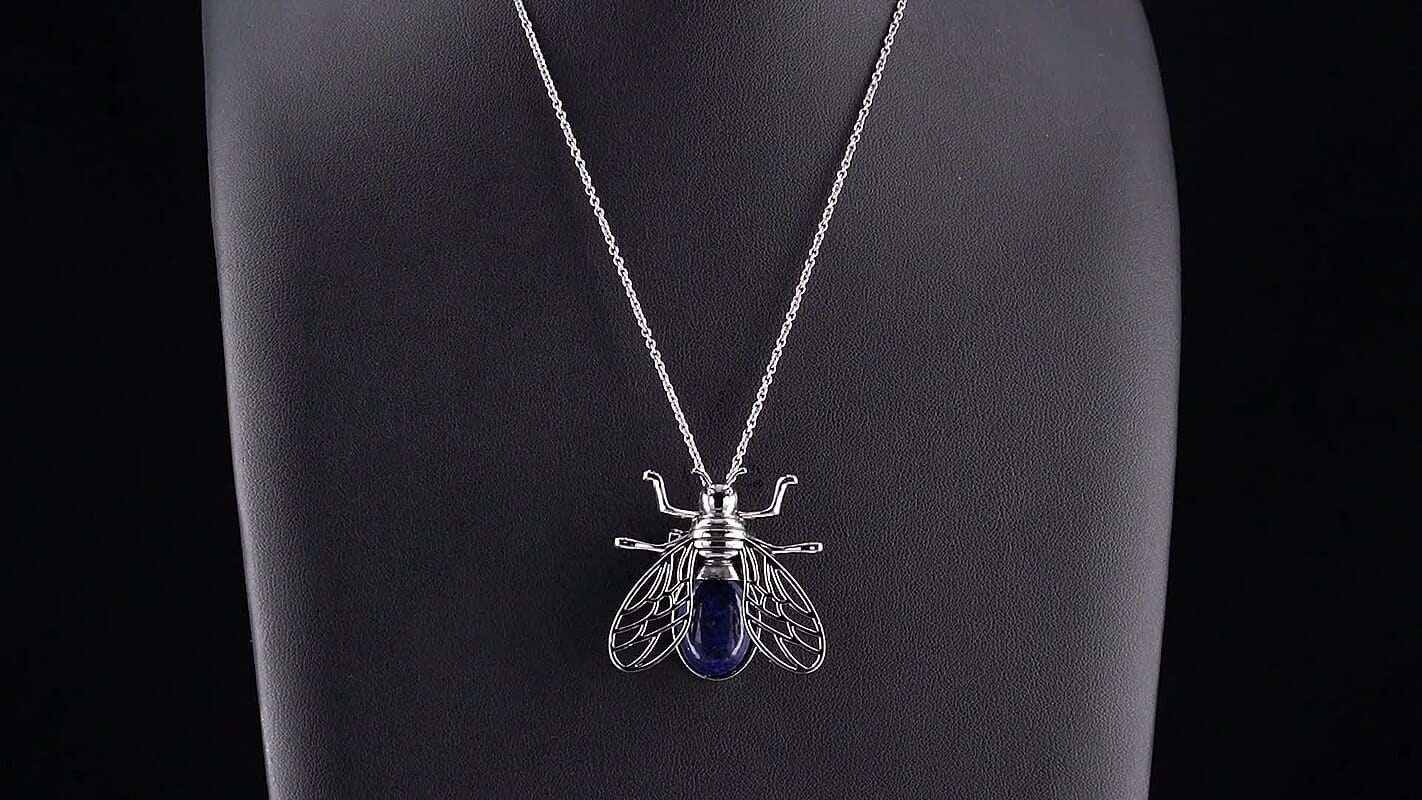 Lapis Lazuli Pendant in Silvertone with Stainless Steel Necklace (20 Inches) 28.00 ctw