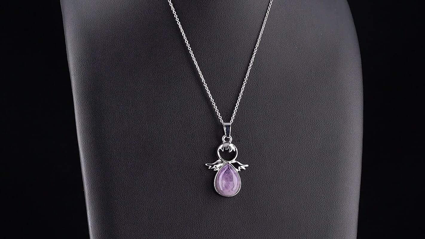 African Amethyst Pendant in Silvertone with Stainless Steel Necklace (20 Inches) 15.00 ctw