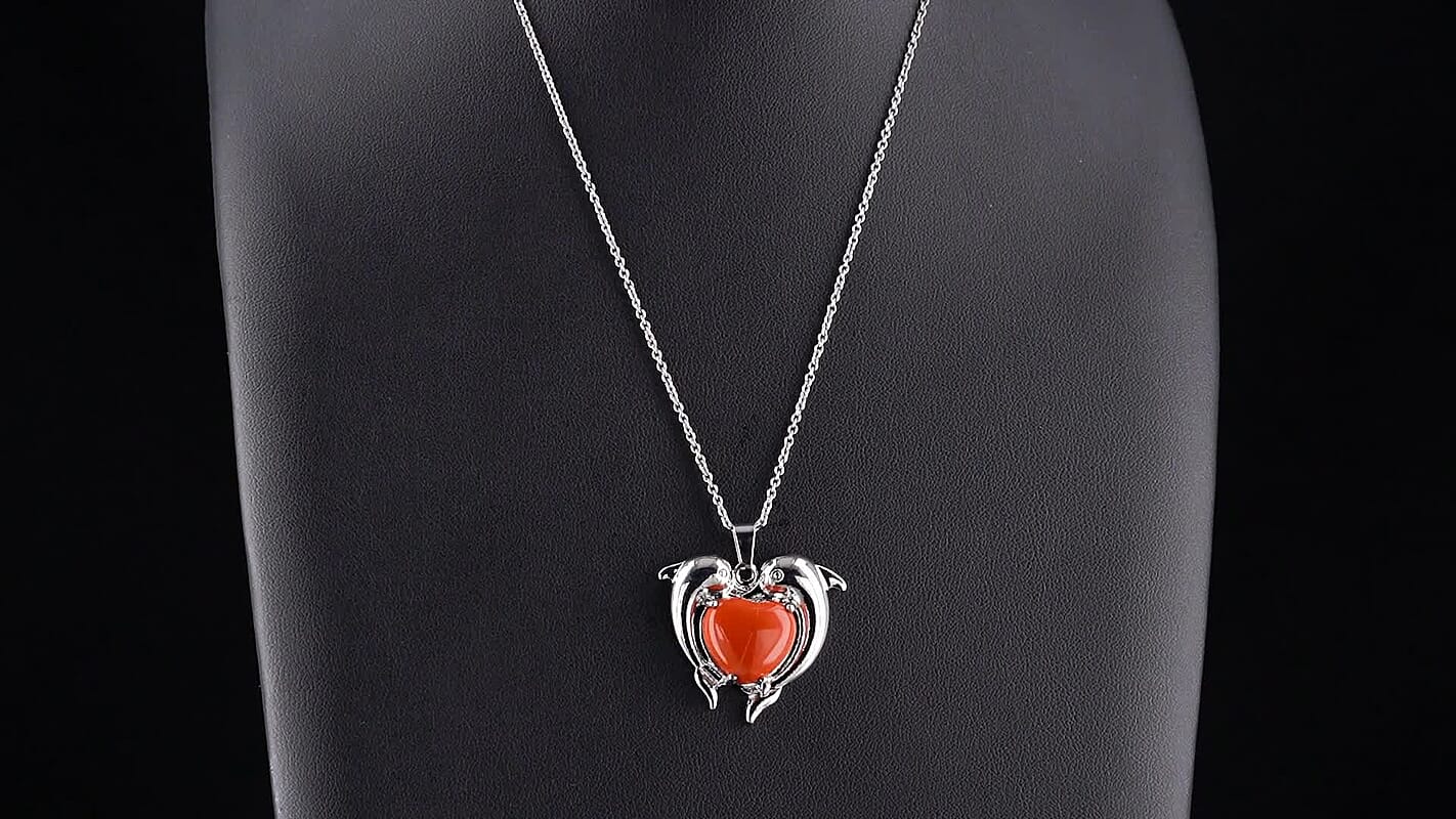 Red Jasper Pendant in Silvertone with Stainless Steel Necklace (20 Inches) 20.00 ctw 4499456