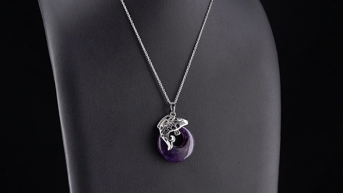 Gold Sandstone Pendant in Silvertone with Stainless Steel Necklace (20 Inches) 20.00 ctw