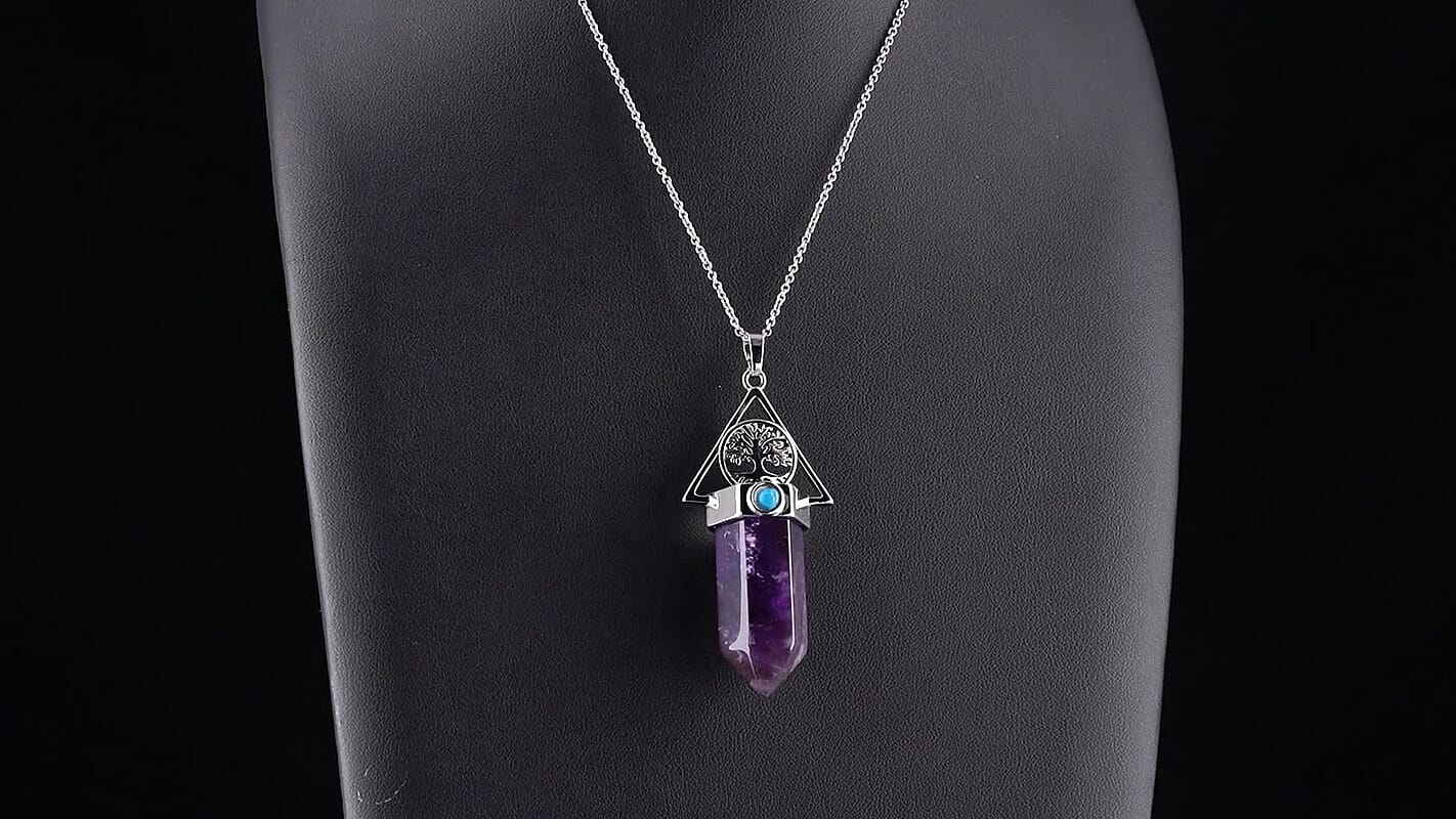 African Amethyst Pendant in Silvertone with Stainless Steel Necklace (20 Inches) 100.00 ctw