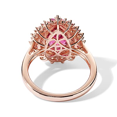 D'Joy Premium Niassa Ruby (FF) and Multi Gemstone 5.20 ctw Passion Burst Ring in 18K Vermeil RG Over Sterling Silver (Size 7.0)
