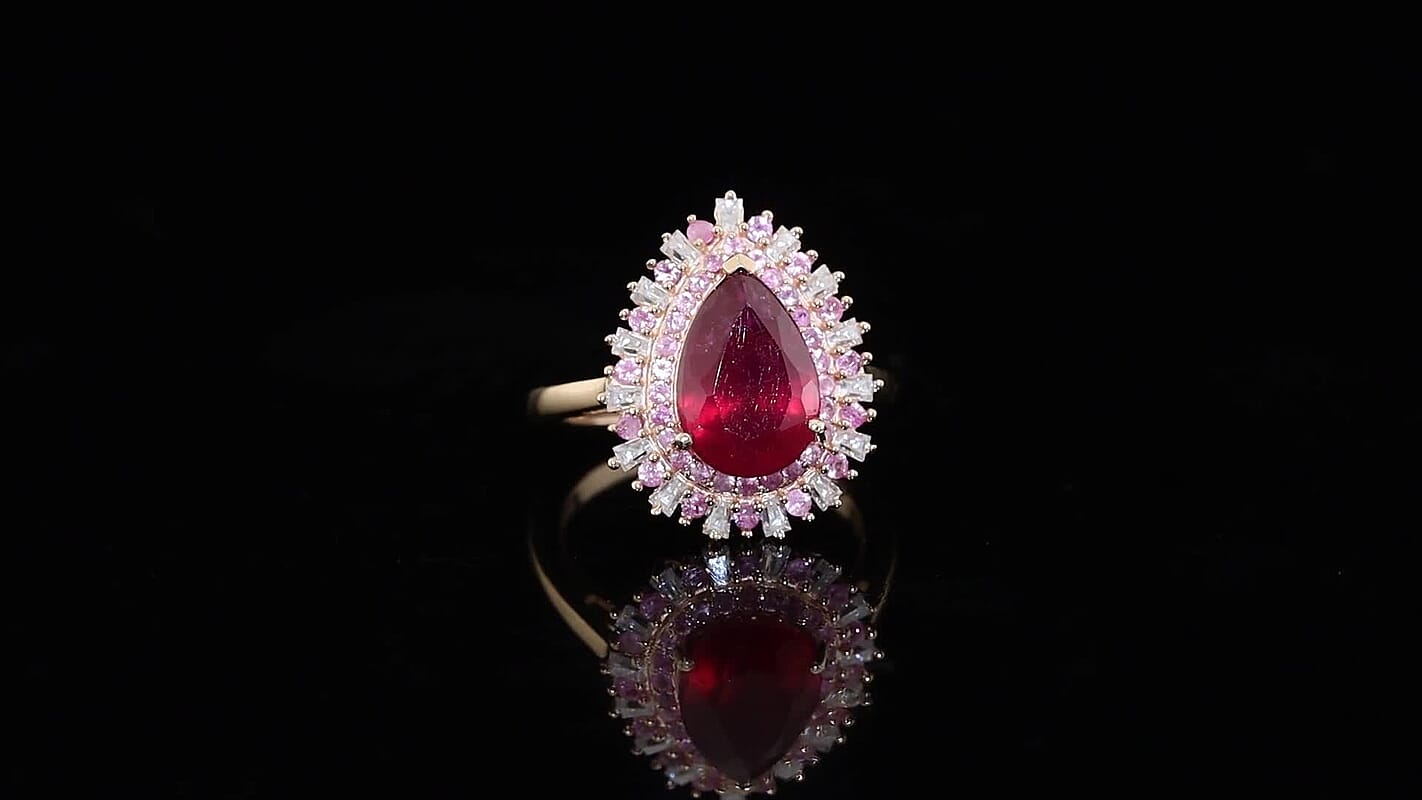 D'Joy Premium Niassa Ruby (FF), Multi Gemstone Ring in 18K Vermeil RG Over Sterling Silver (Size 10.0) 4.80 ctw 8666688