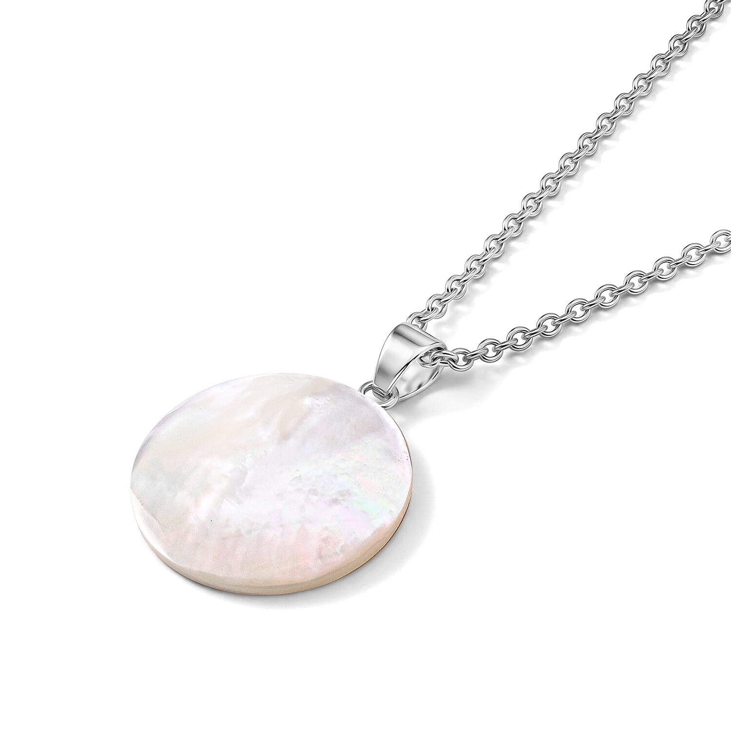 Bali Legacy Mother Of Pearl Round Pendant without Chain in Sterling Silver