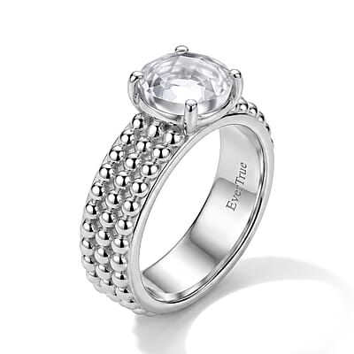 EverTrue Simulated Diamond Solitaire Ring in Platinum Bond (Size 5.0)