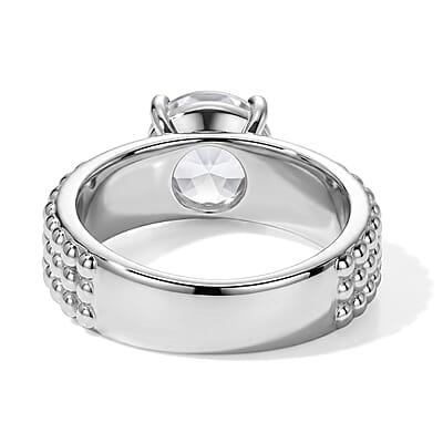 EverTrue Simulated Diamond Solitaire Ring in Platinum Bond (Size 5.0)