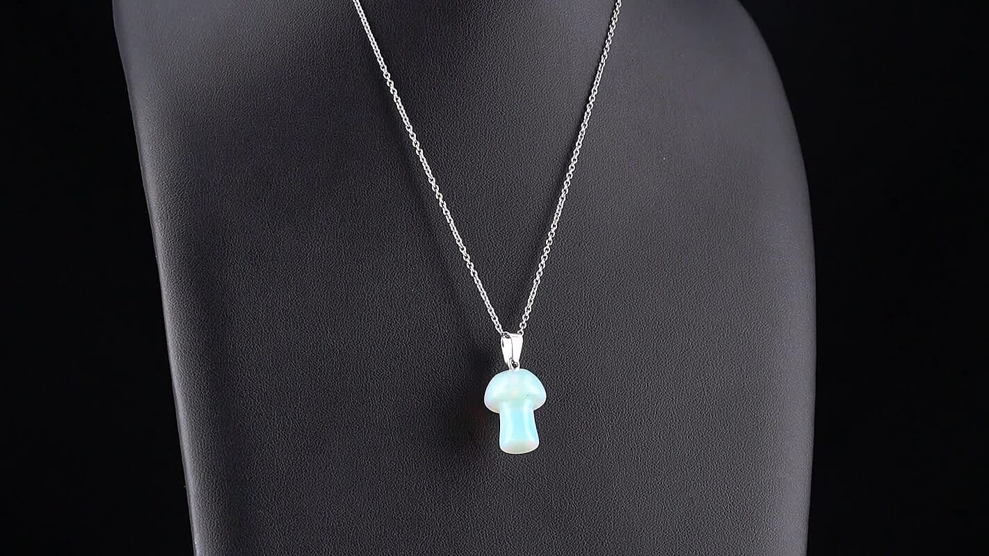 White Opal Pendant in Silvertone with Stainless Steel Necklace (20 Inches) 30.00 ctw
