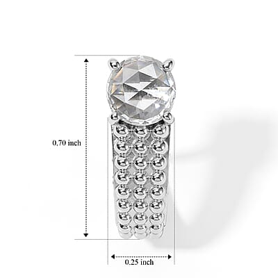 EverTrue Simulated Diamond J Hoop Earrings in Platinum Bond