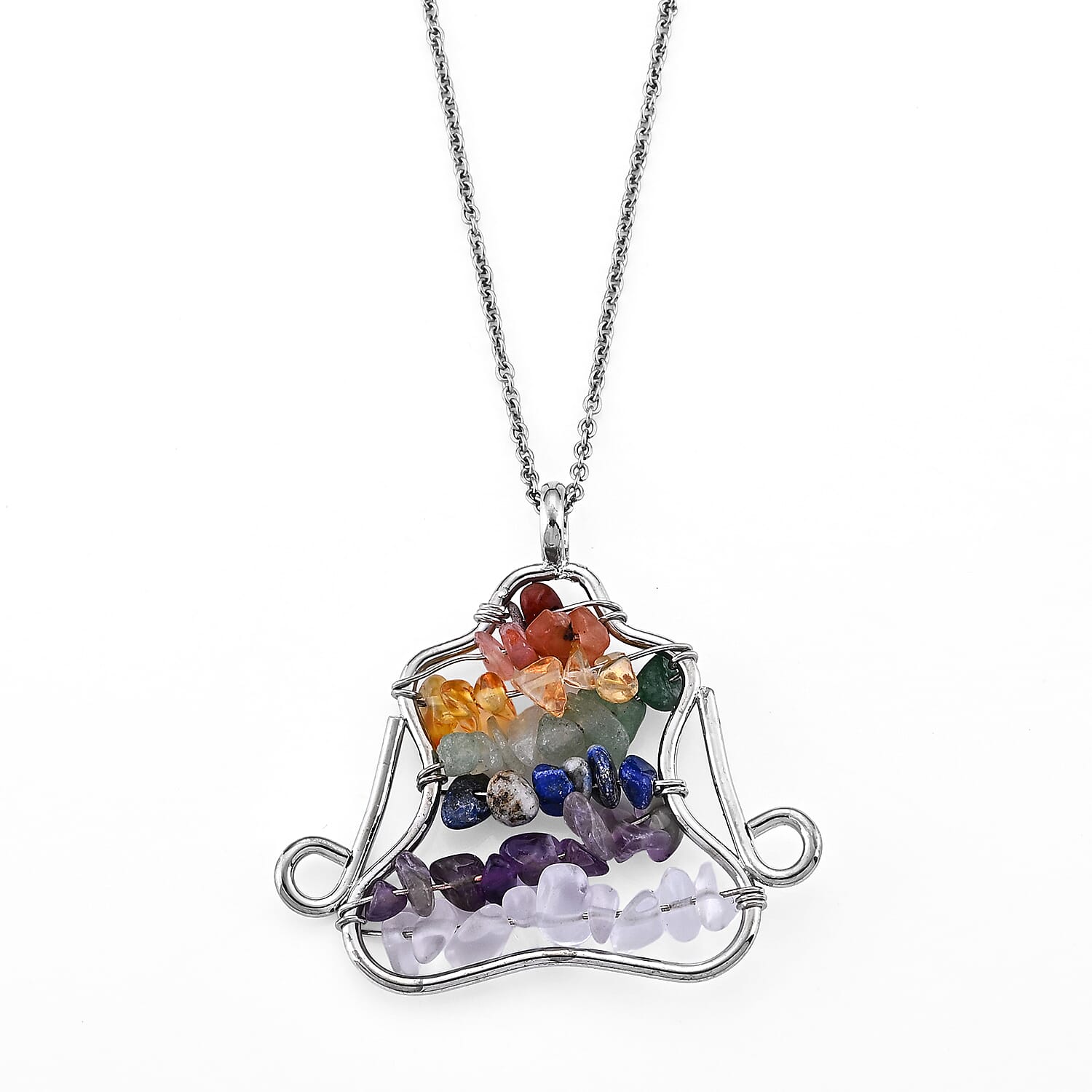Austrian White Crystal ,  African Amethyst ,  Black Obsidian  Necklace (Size - 20) Iron  21.00 ctw