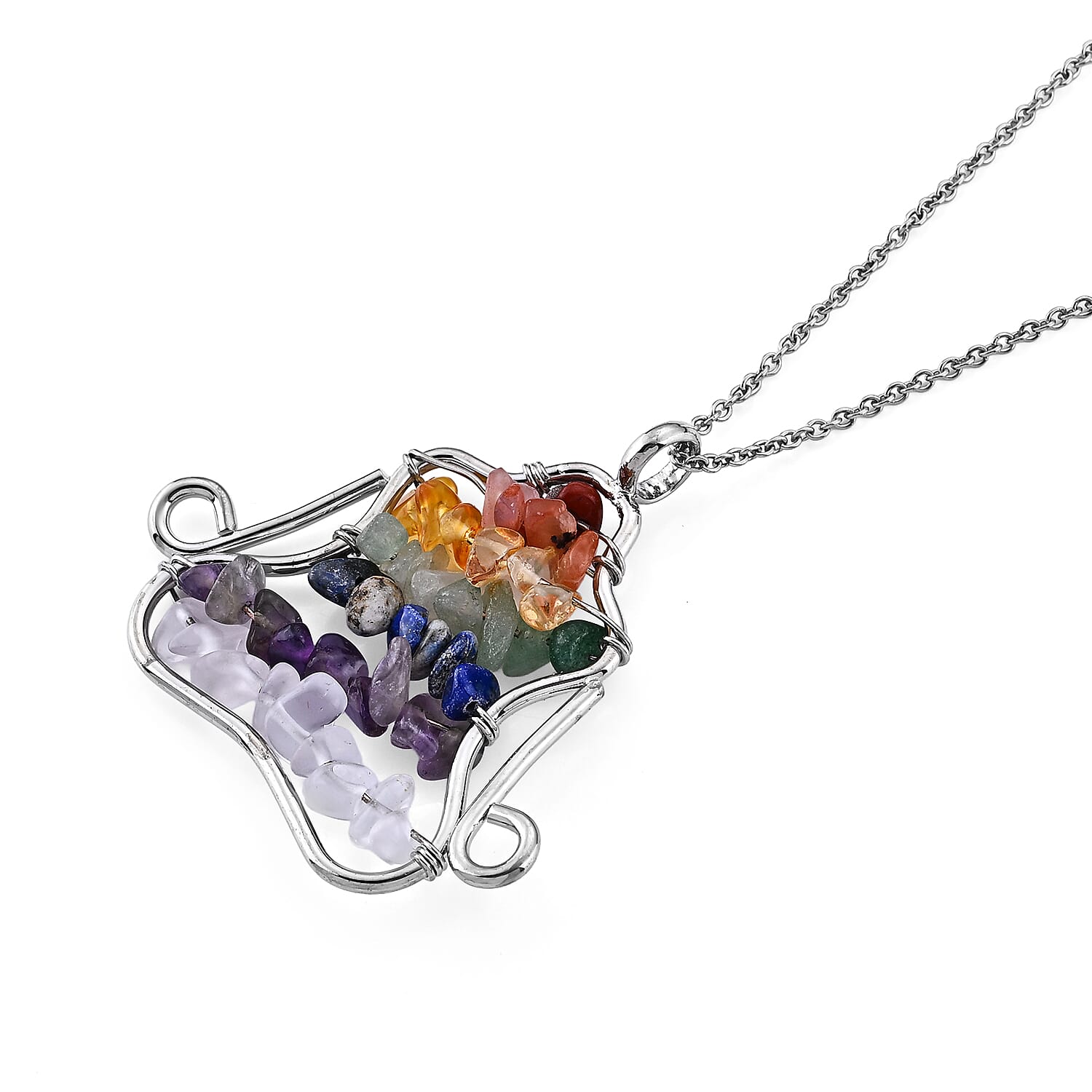 Austrian White Crystal ,  African Amethyst ,  Black Obsidian  Necklace (Size - 20) Iron  21.00 ctw