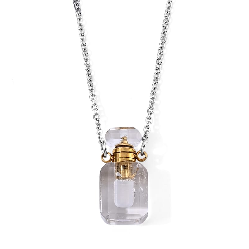 Austrian White Crystal Pendant Necklace in Stainless Steel 20 Inches