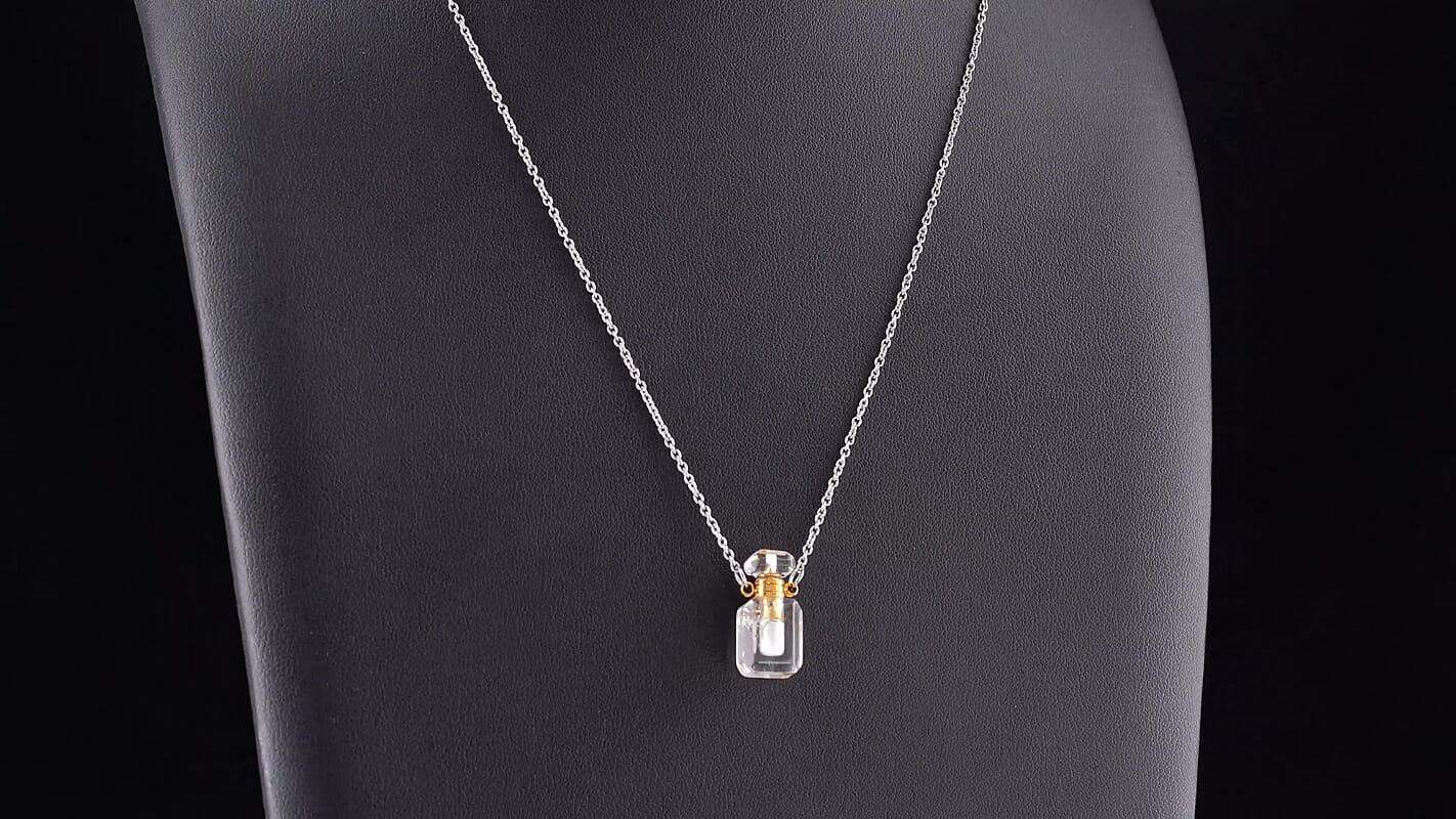 Austrian White Crystal Pendant Necklace (20 Inches) in Stainless Steel