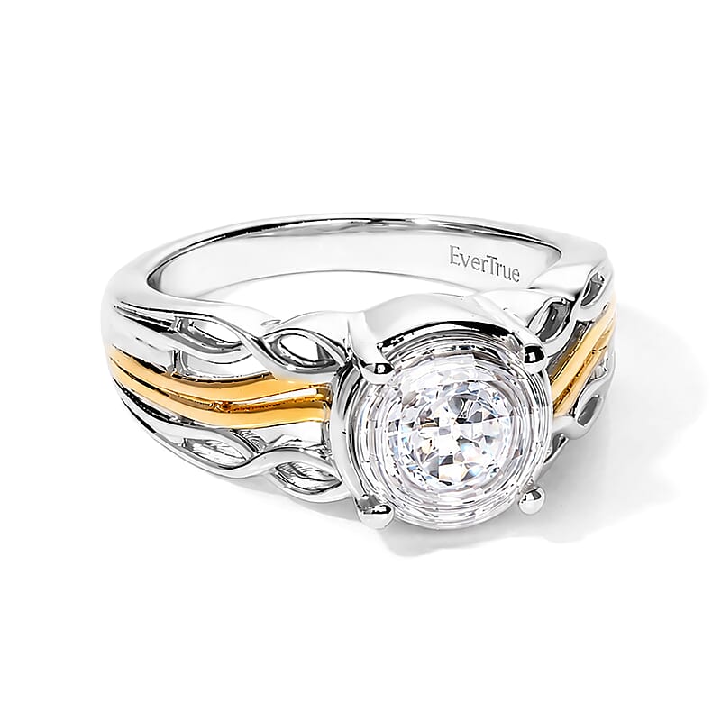 EverTrue Simulated Diamond Ring in 18K YG Plated and Platinum Bond (Size 5.0)