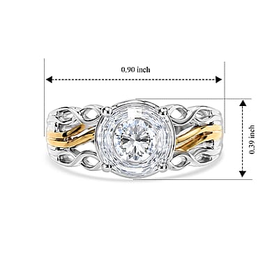 EverTrue Simulated Diamond Ring in 18K YG Plated and Platinum Bond (Size 5.0)