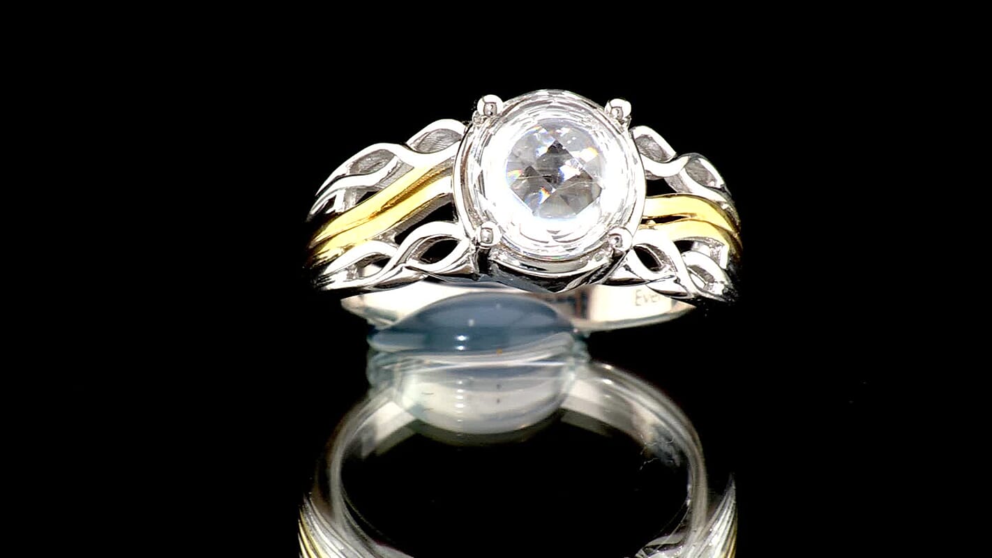EverTrue Simulated Diamond Ring in 18K YG Plated and Platinum Bond (Size 10.0) 4.85 ctw