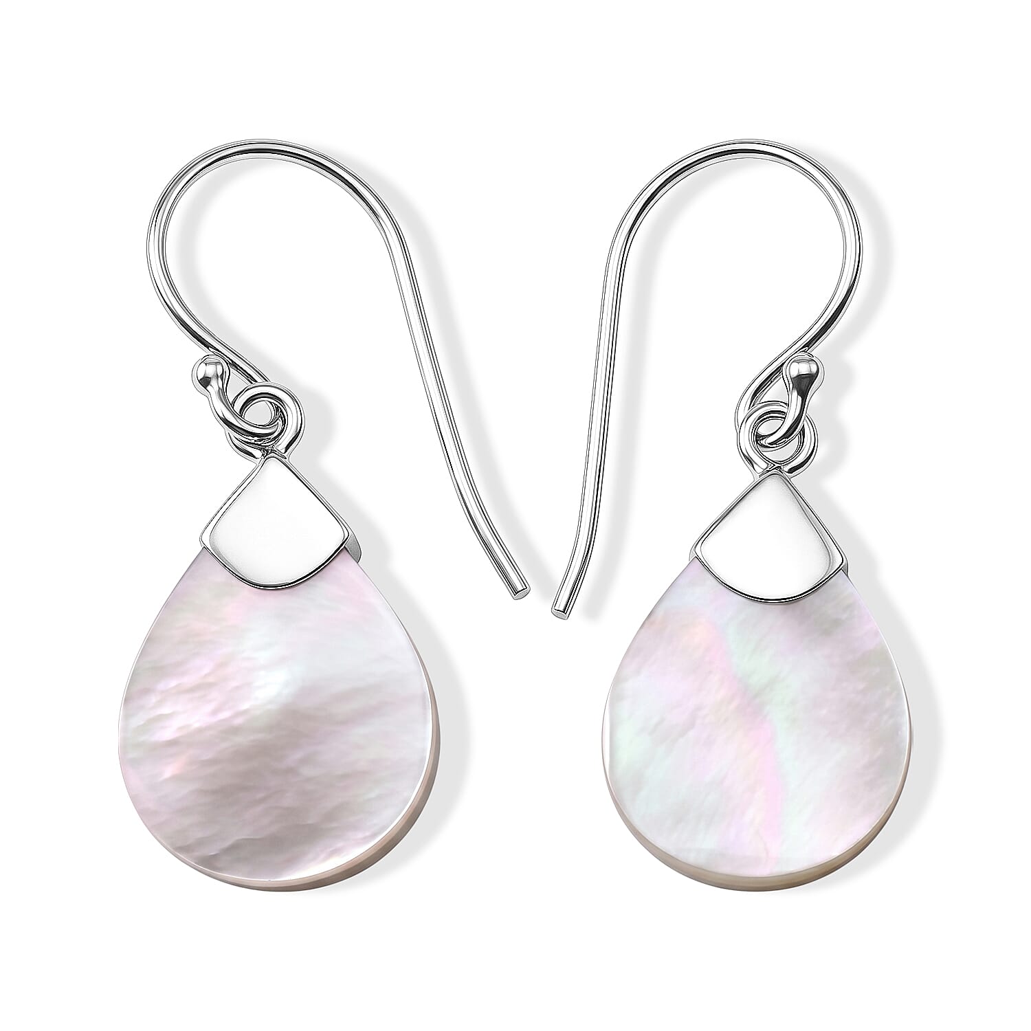Bali Legacy Mother Of Pearl Teardrop Dangle Earrings in Sterling Silver