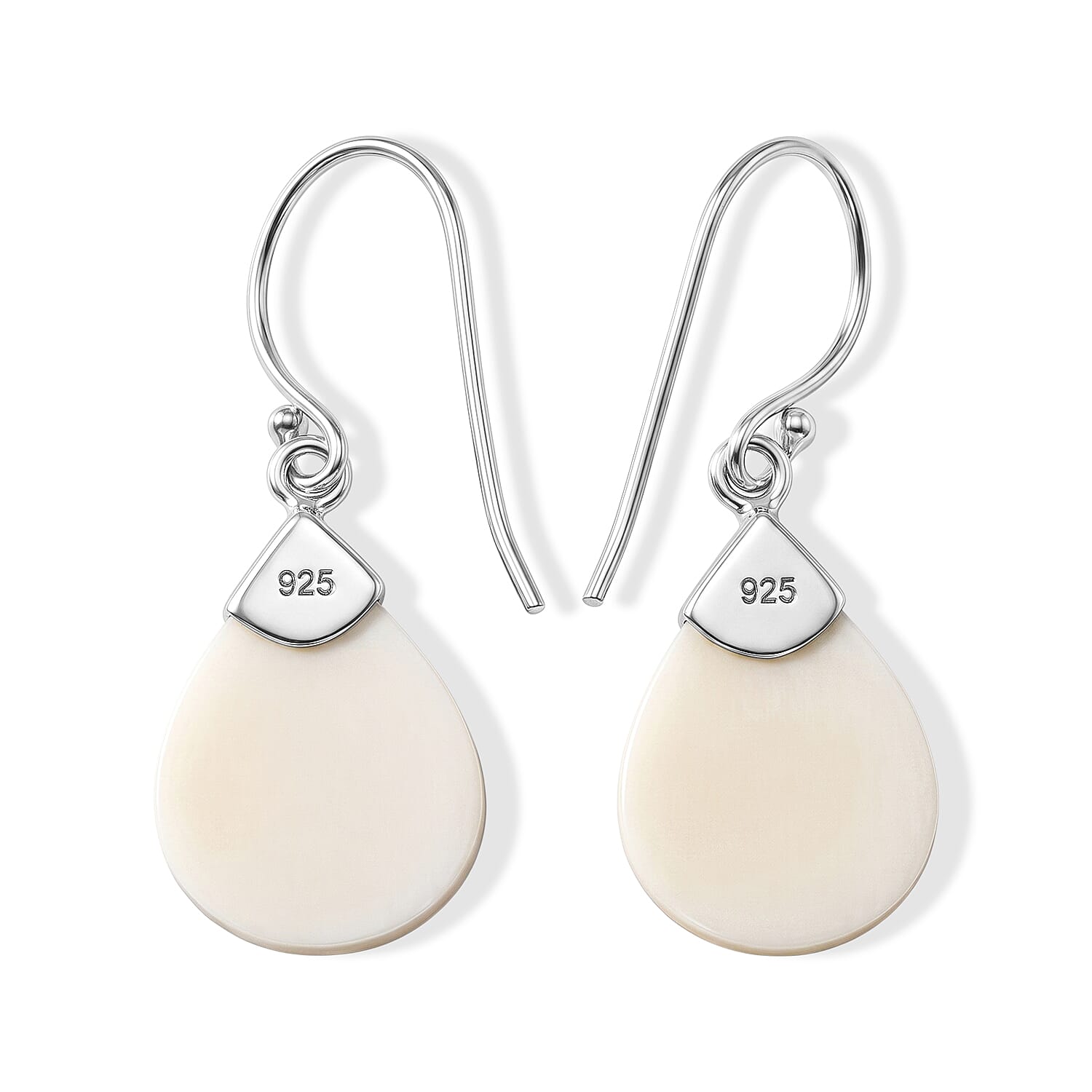 Bali Legacy Mother Of Pearl Teardrop Dangle Earrings in Sterling Silver