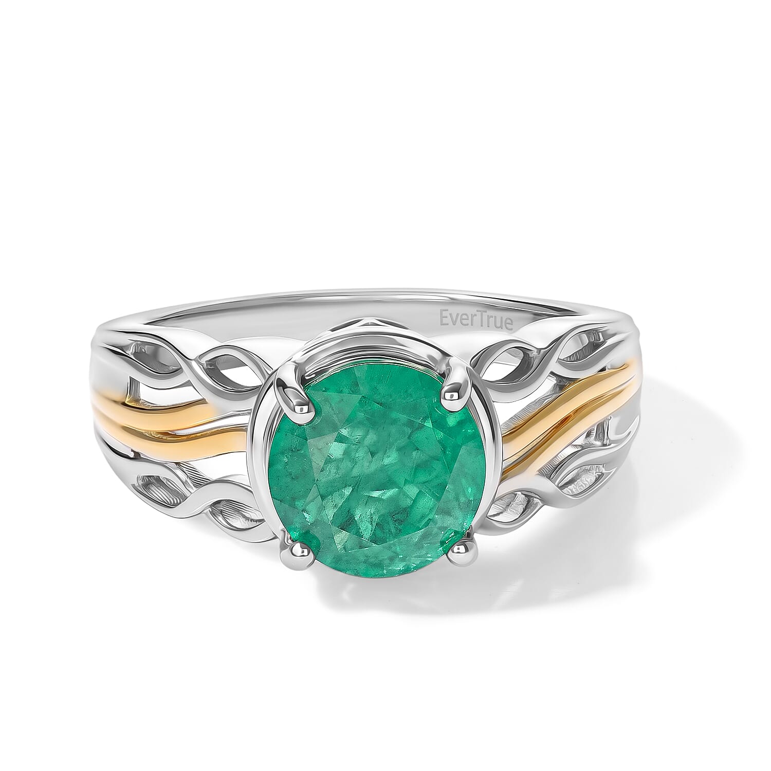 EverTrue Emeraldine Quartz (Triplet) 2.30 ctw Solitaire Ring in Platinum Bond (Size 5.0)