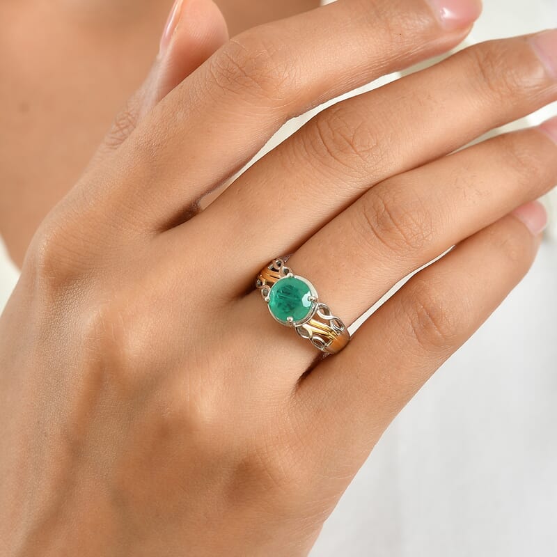 EverTrue Emeraldine Quartz (Triplet) 2.30 ctw Solitaire Ring in Platinum Bond (Size 5.0)