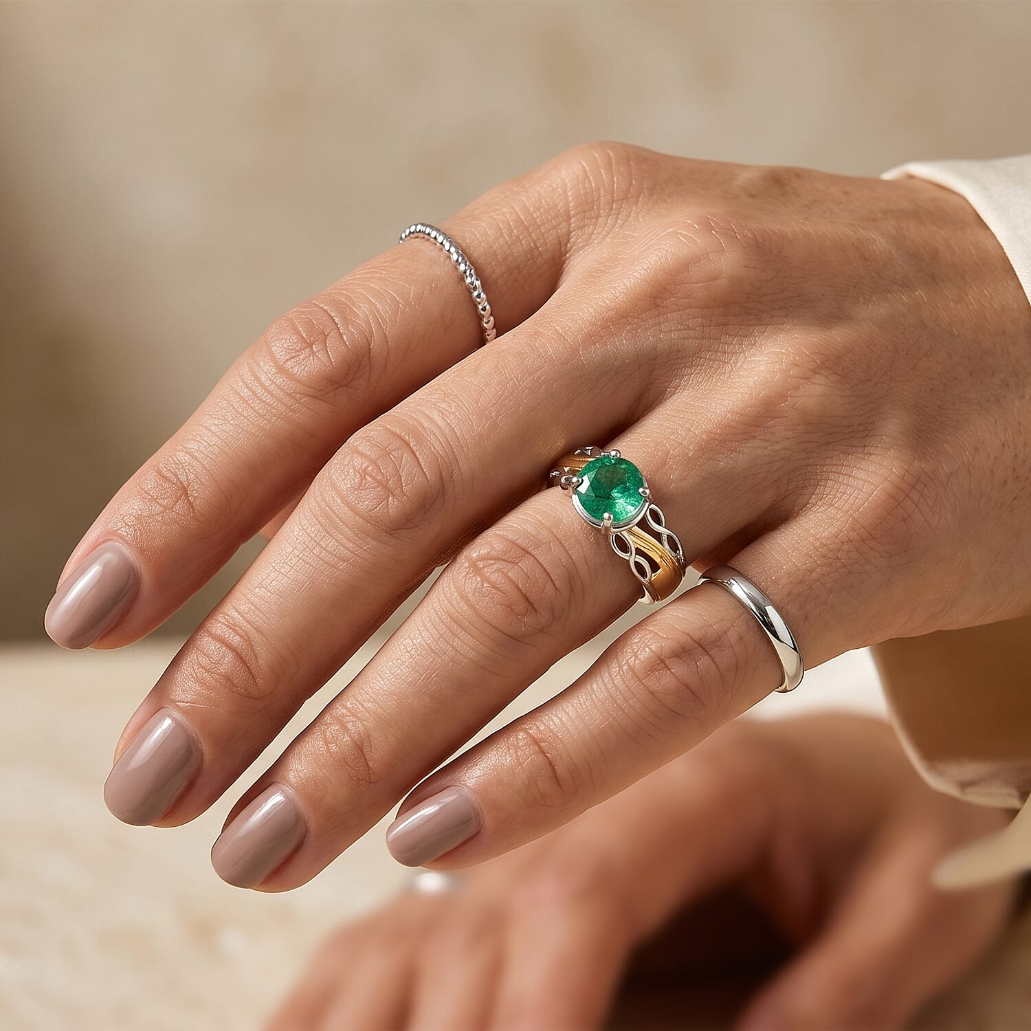 EverTrue Emeraldine Quartz (Triplet) 2.30 ctw Solitaire Ring in Platinum Bond (Size 5.0)