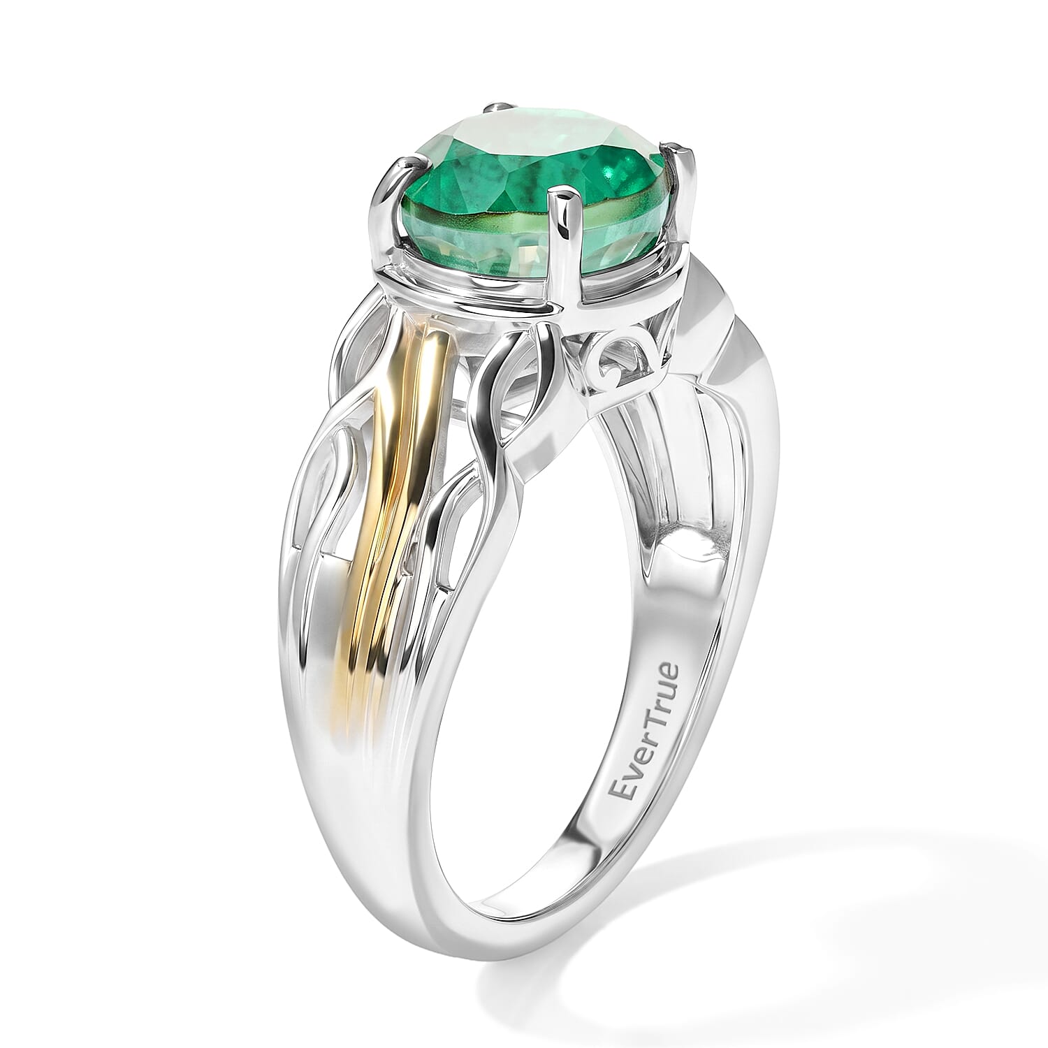 EverTrue Emeraldine Quartz (Triplet) 2.30 ctw Solitaire Ring in Platinum Bond (Size 5.0)