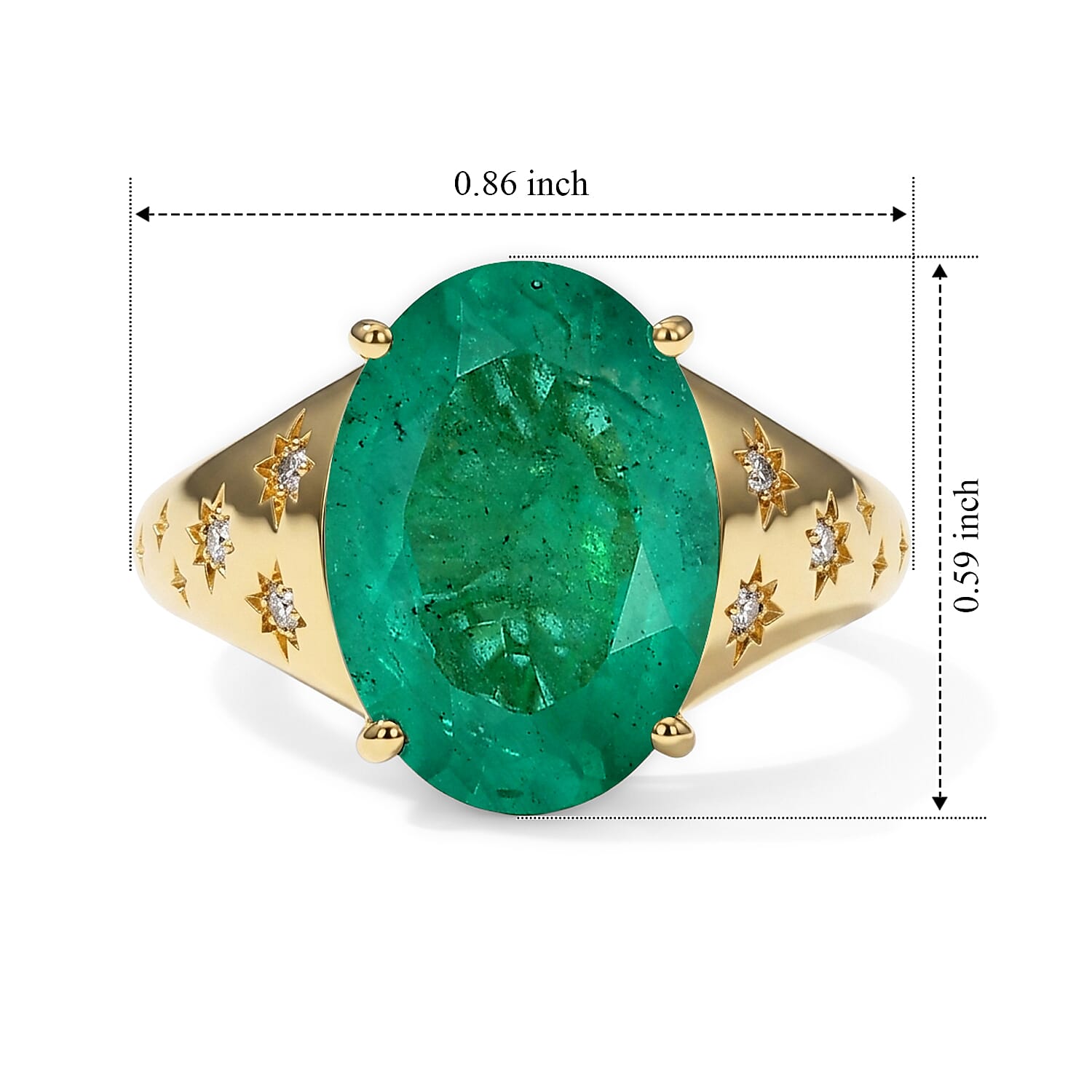 EverTrue Emeraldine Quartz (Triplet) and White Zircon 6.30 ctw Solitaire Ring in 18K YG Plated (Size 5.0)