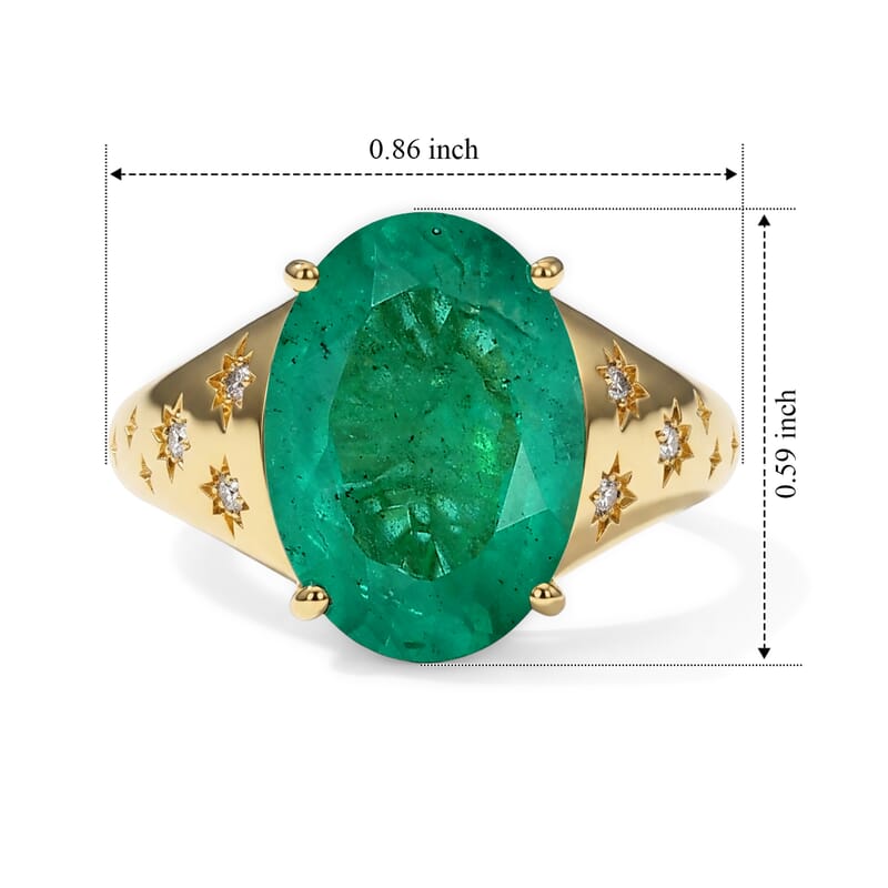 EverTrue Emeraldine Quartz (Triplet) and White Zircon 6.30 ctw Solitaire Ring in 18K YG Plated (Size 5.0)