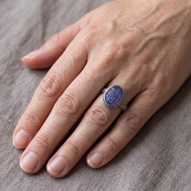 D'Joy Bali Legacy Tanzanite 11.40 ctw Ring in Sterling Silver (Size 5.0)