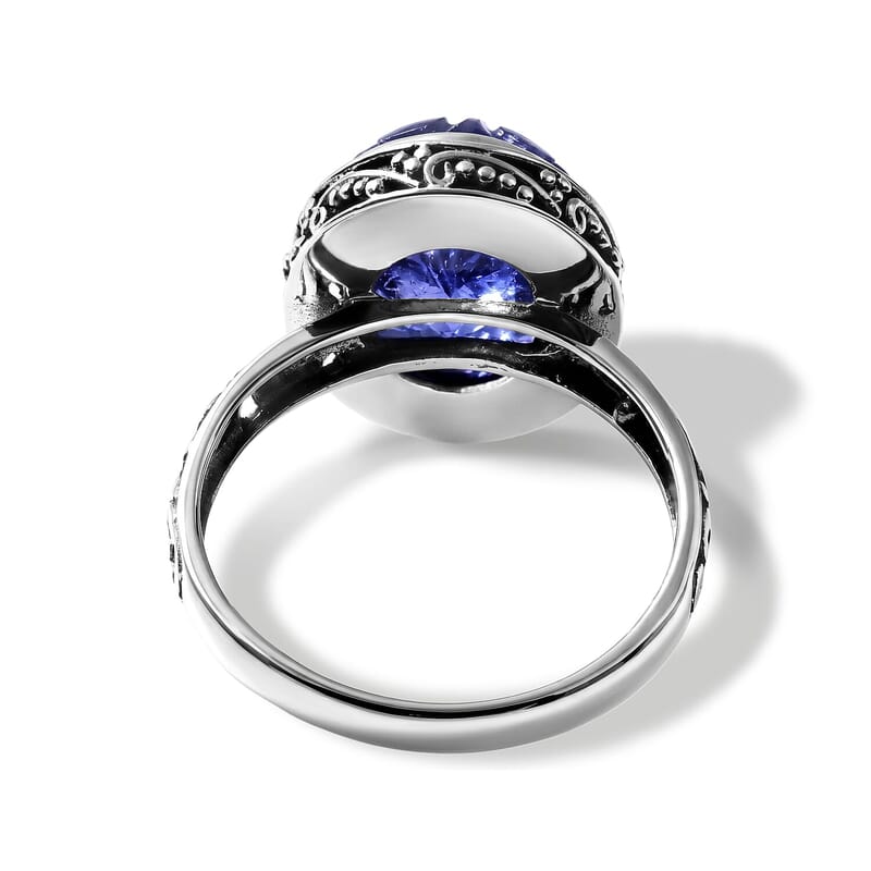 D'Joy Bali Legacy Tanzanite 11.40 ctw Ring in Sterling Silver (Size 5.0)