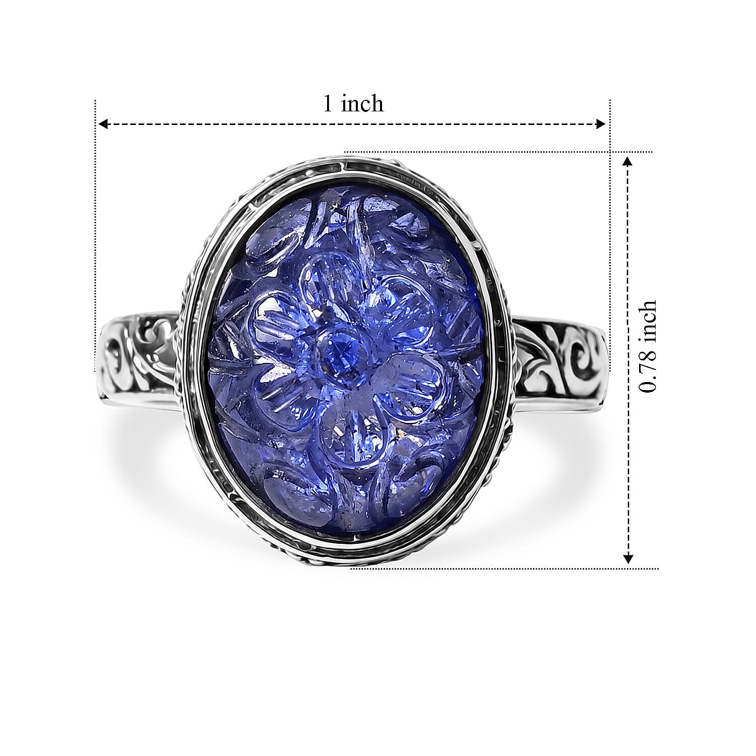 D'Joy Bali Legacy Tanzanite 11.40 ctw Ring in Sterling Silver (Size 5.0)