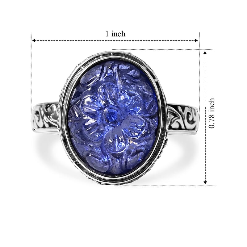 D'Joy Bali Legacy Tanzanite 11.40 ctw Ring in Sterling Silver (Size 5.0)
