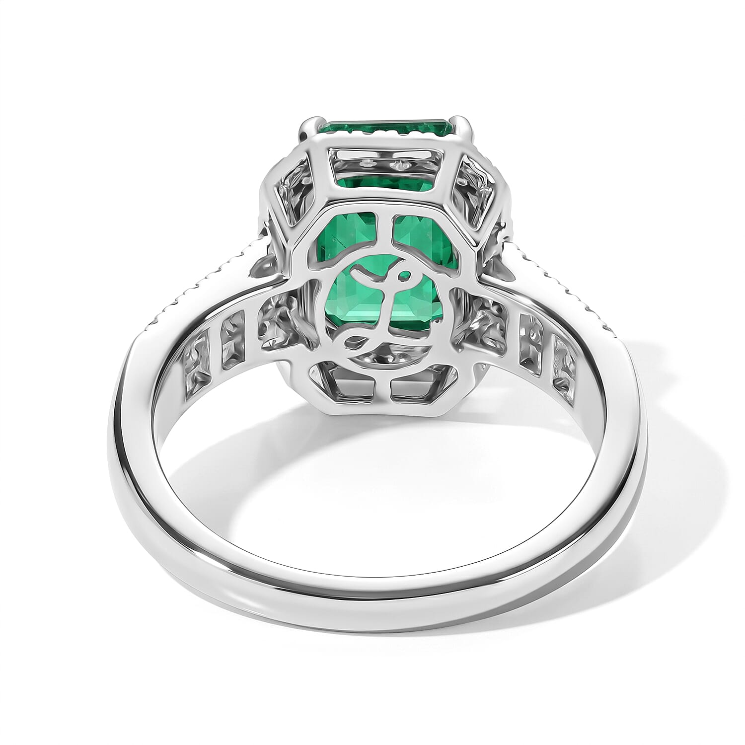 Gemfields Collection Luxoro AAA Kagem Zambian Emerald and Diamond I2 3.20 ctw Ring in 10K White Gold (Size 7.0)