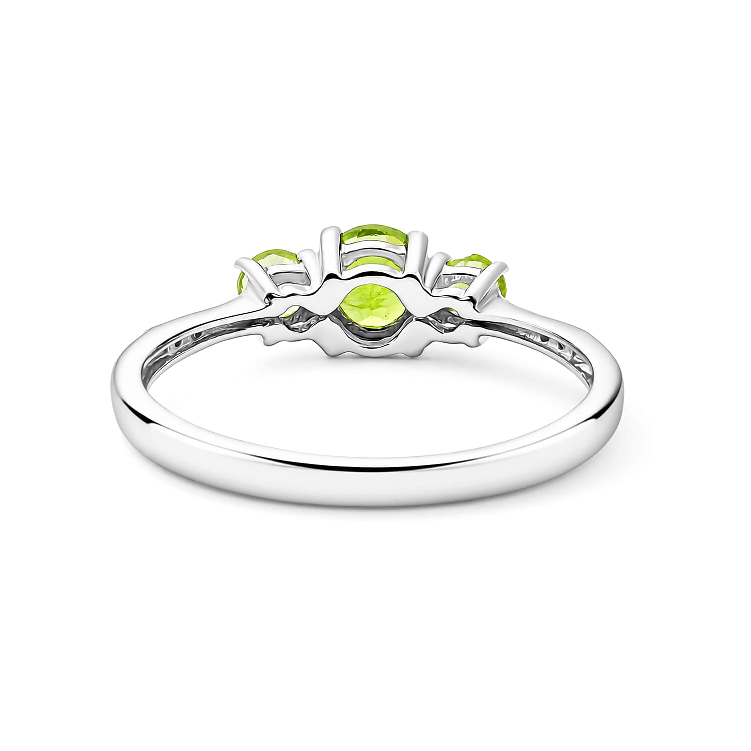 Hebei Peridot and Simulated Diamond 0.60 ctw Ring in Sterling Silver (Size 8.0)
