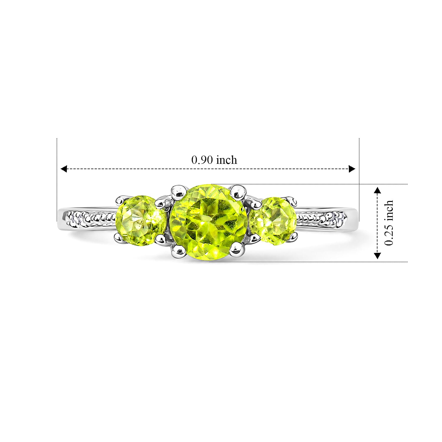 Hebei Peridot and Simulated Diamond 0.60 ctw Ring in Sterling Silver (Size 8.0)