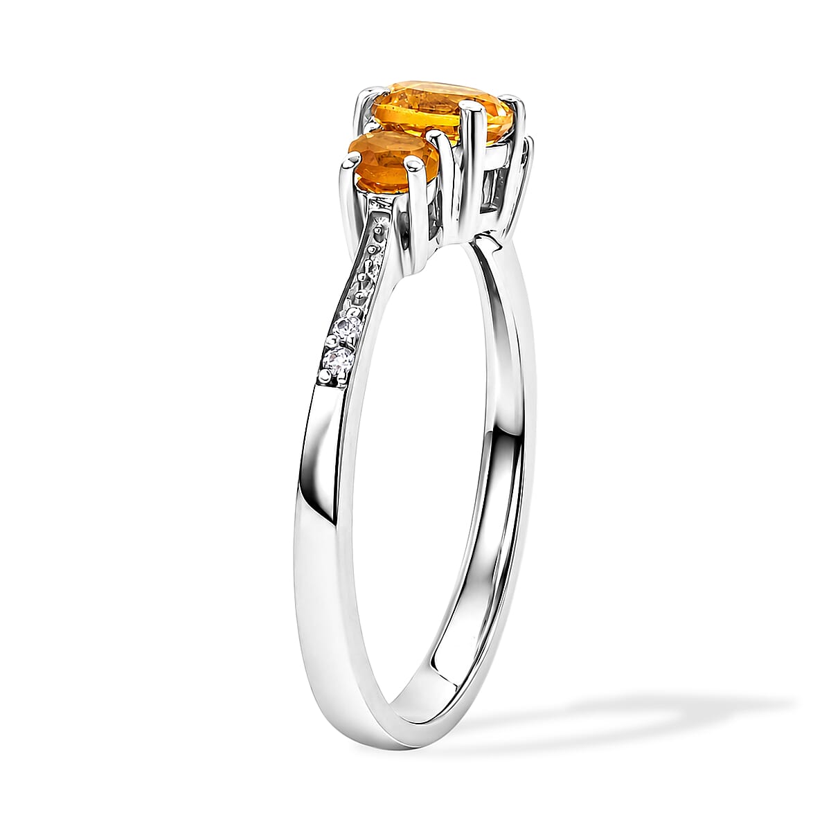 Brazilian Citrine and Simulated Diamond 0.60 ctw Ring in Sterling Silver (Size 7.0) image number 3