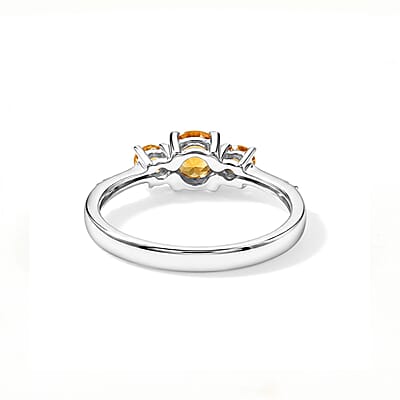 Brazilian Citrine and Simulated Diamond 0.60 ctw Ring in Sterling Silver (Size 7.0)