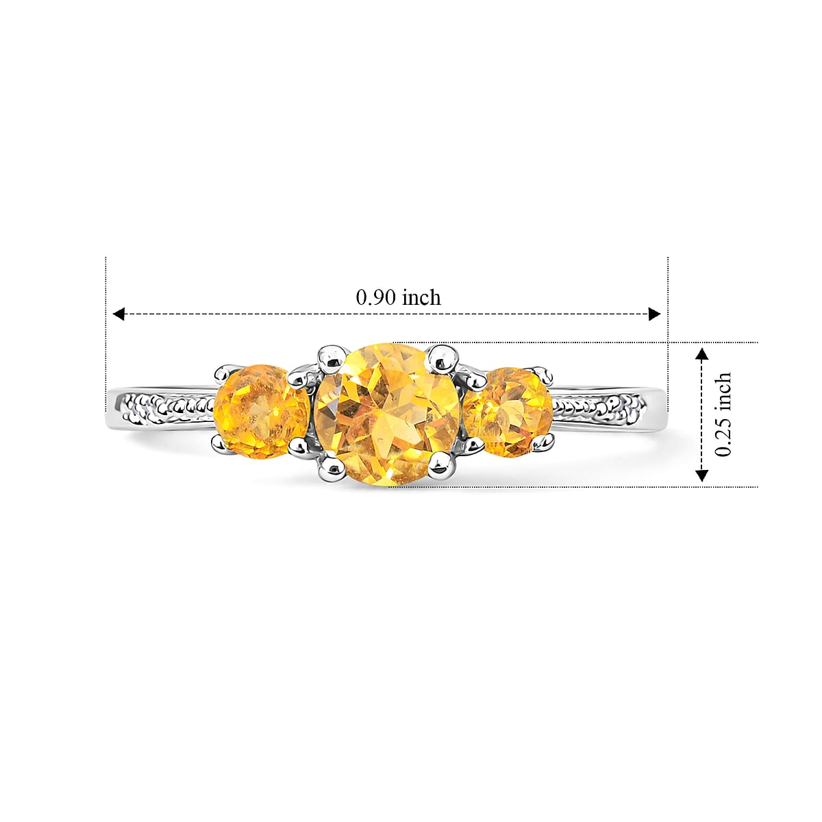 Brazilian Citrine and Simulated Diamond 0.60 ctw Ring in Sterling Silver (Size 7.0) image number 5