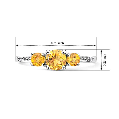 Brazilian Citrine and Simulated Diamond 0.60 ctw Ring in Sterling Silver (Size 7.0)