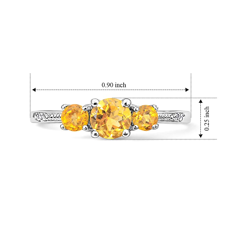 Brazilian Citrine and Simulated Diamond 0.60 ctw Ring in Sterling Silver (Size 7.0)