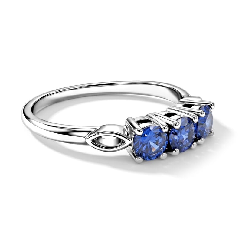 Simulated Blue Diamond Ring in Sterling Silver Size 7.0