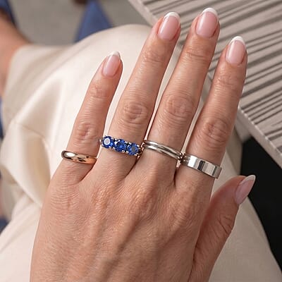 Simulated Blue Diamond Ring in Sterling Silver Size 7.0