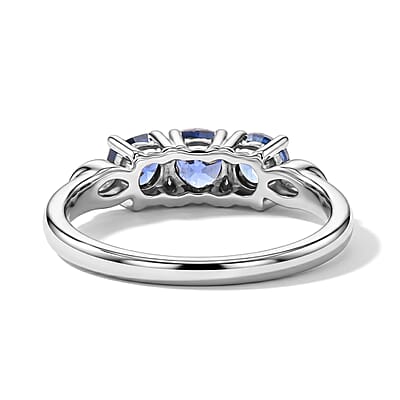 Simulated Blue Diamond Ring in Sterling Silver Size 7.0