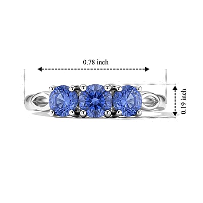 Simulated Blue Diamond Ring in Sterling Silver Size 7.0