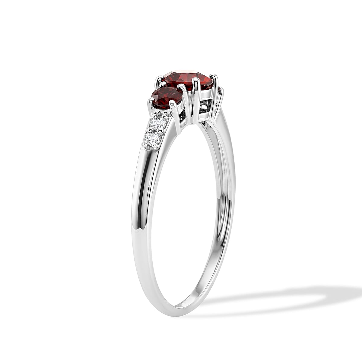 Mozambique Garnet and Simulated Diamond 0.50 ctw Ring in Sterling Silver (Size 7.0) image number 3