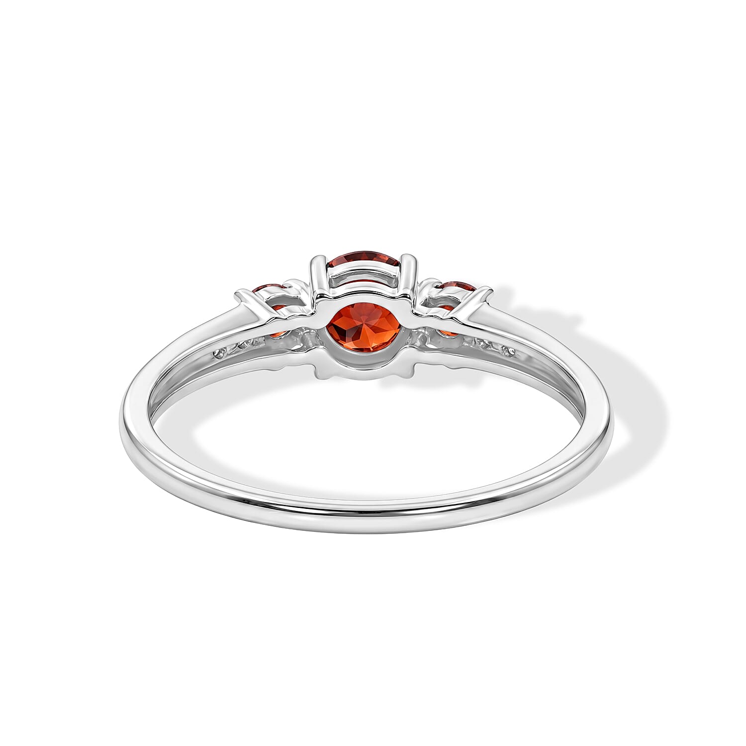 Mozambique Garnet and Simulated Diamond 0.50 ctw Ring in Sterling Silver (Size 7.0)