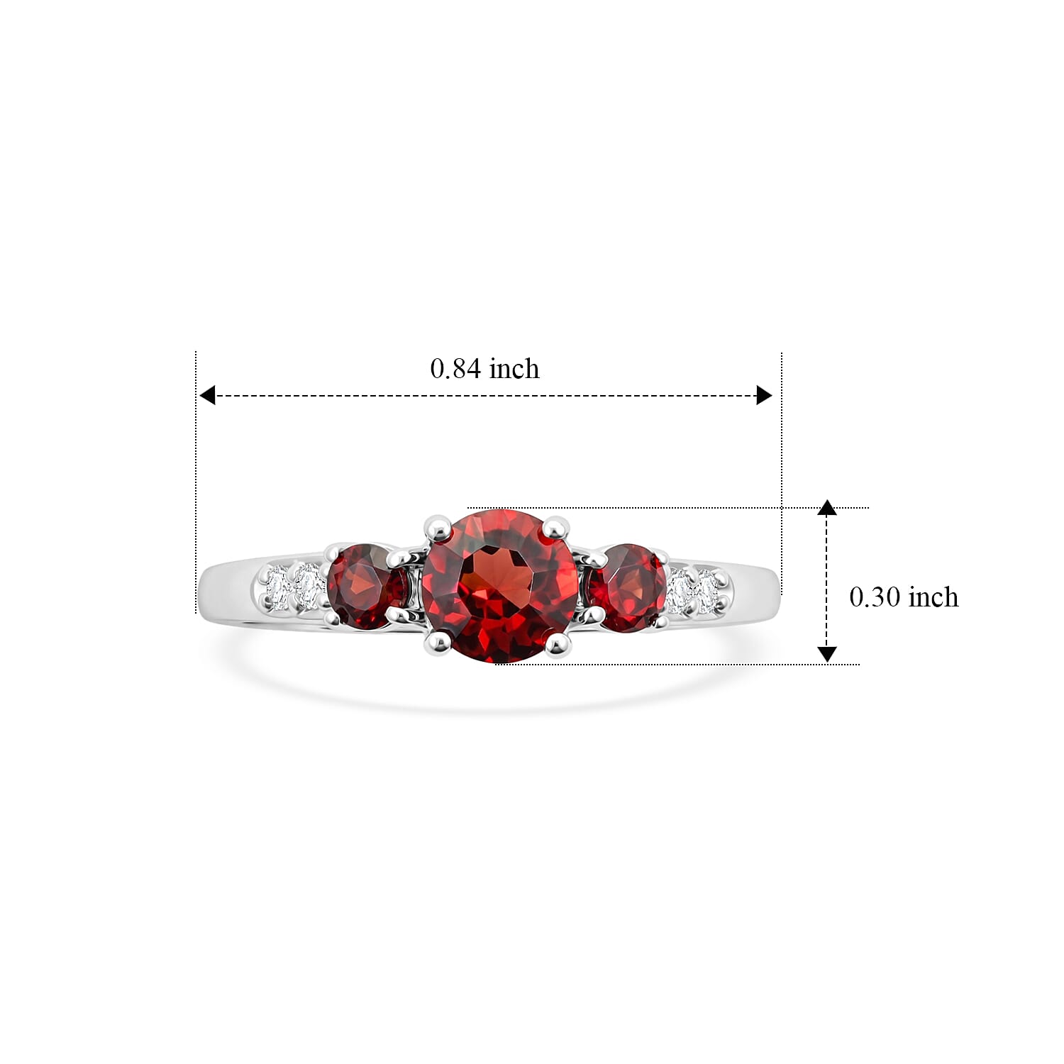 Mozambique Garnet and Simulated Diamond 0.50 ctw Ring in Sterling Silver (Size 7.0)