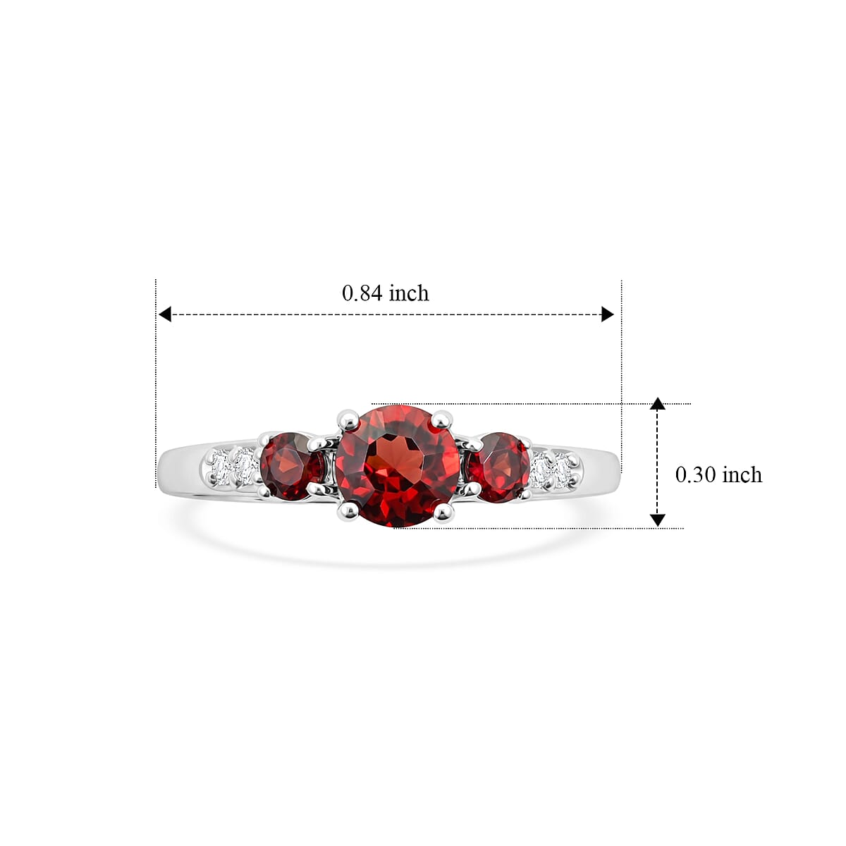 Mozambique Garnet and Simulated Diamond 0.50 ctw Ring in Sterling Silver (Size 7.0) image number 5