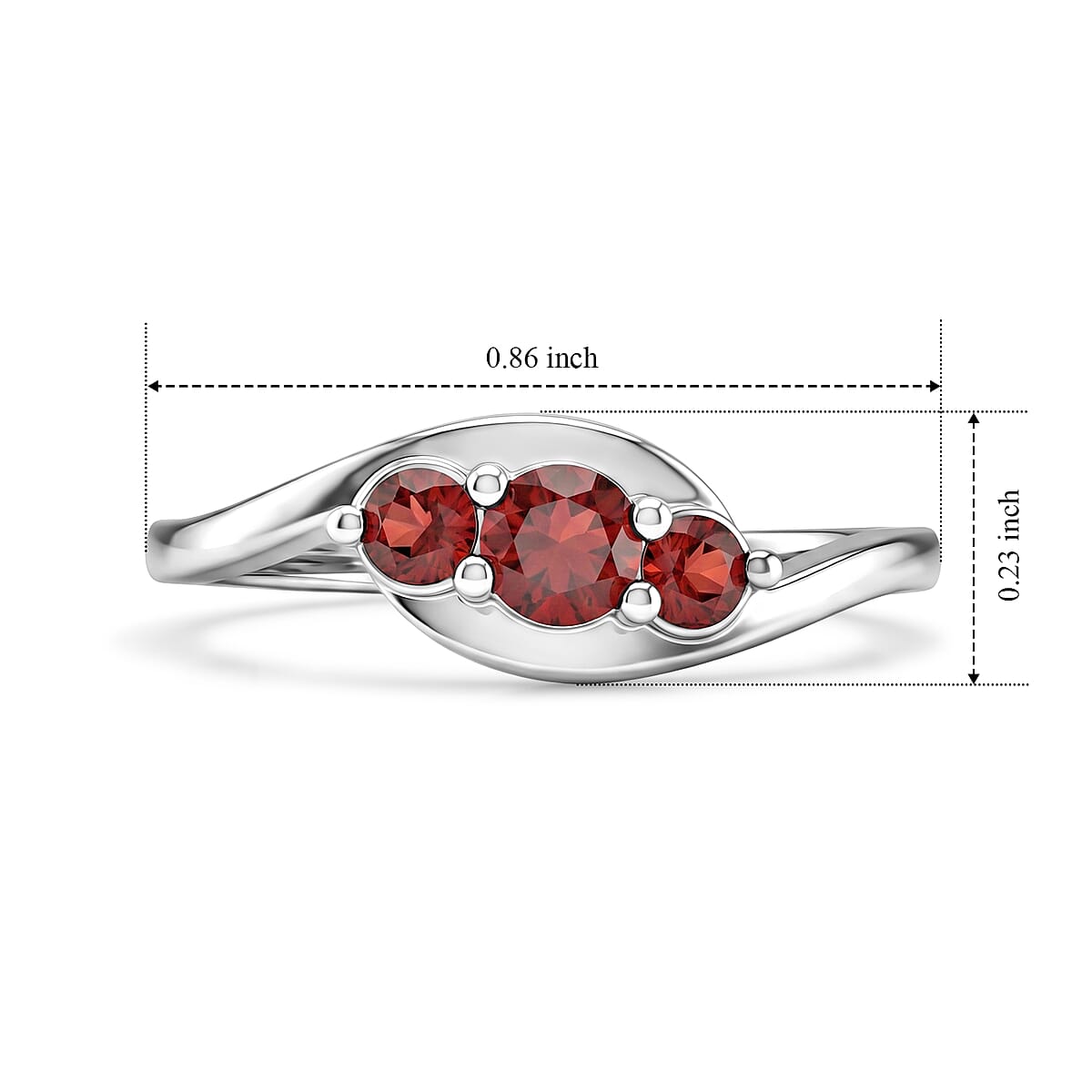 Mozambique Garnet 0.30 ctw Ring in Sterling Silver (Size 9.0) image number 5