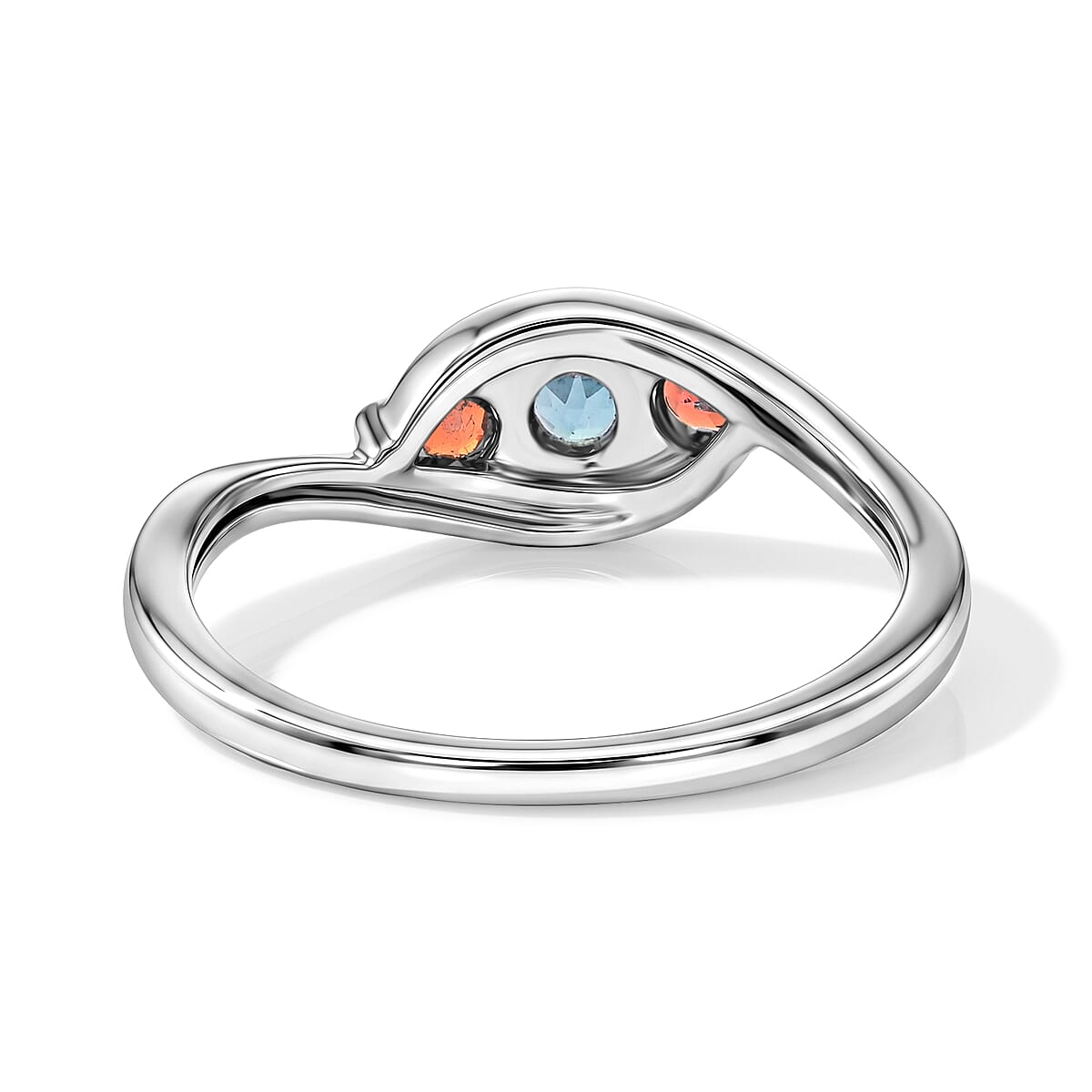 Teal Quartz and Mozambique Garnet 0.30 ctw Ring in Sterling Silver (Size 7.0) image number 4