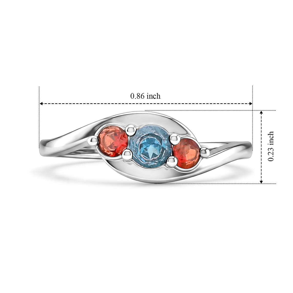 Teal Quartz and Mozambique Garnet 0.30 ctw Ring in Sterling Silver (Size 7.0) image number 5